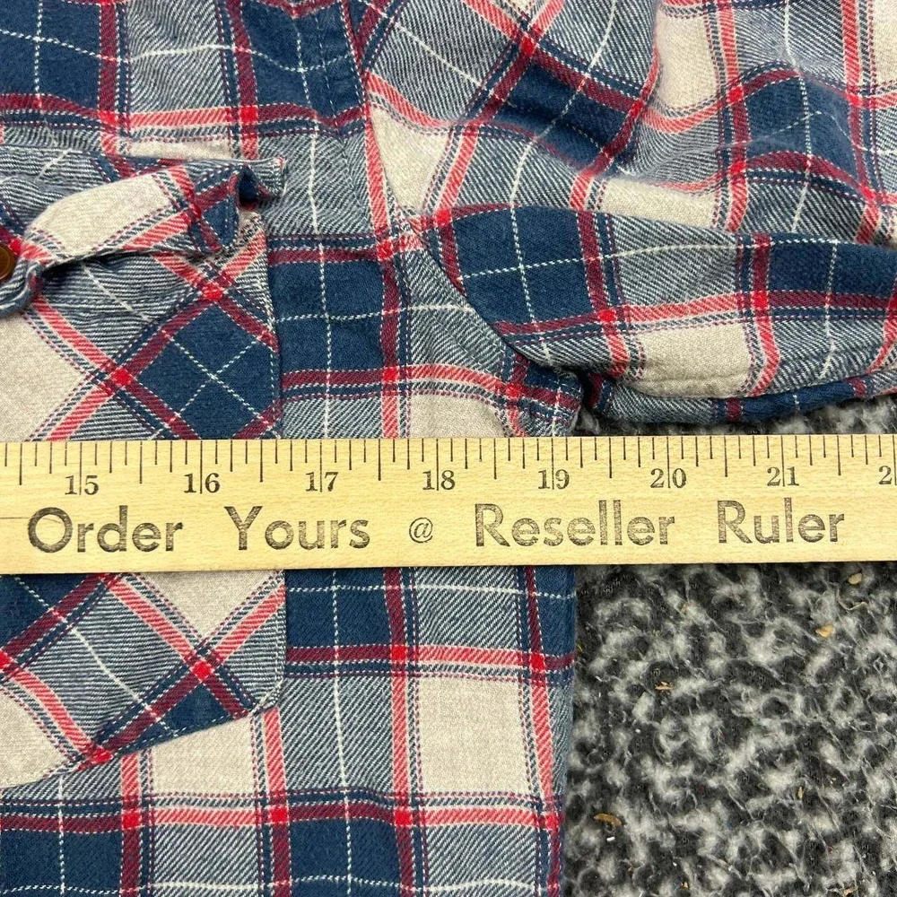 J. Crew Button Up Shirt Men Small Blue Red Flannel Plaid Button Down Cotton